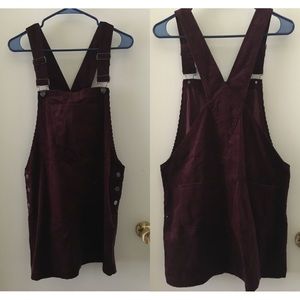 Maroon Corduroy Overall Dress